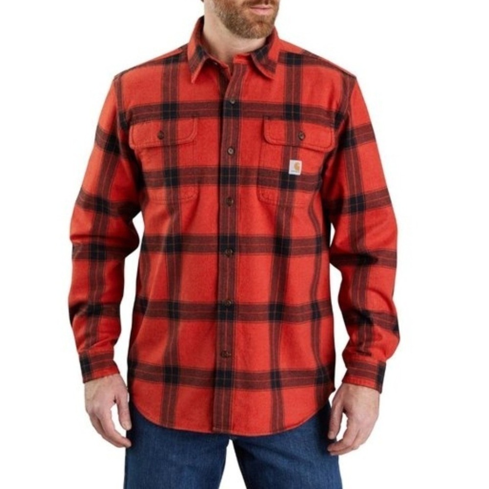 Carhartt Loose‎ Fit Heavyweight Flannel Shirt Mens 2XL Buffalo Plaid TW4451-M